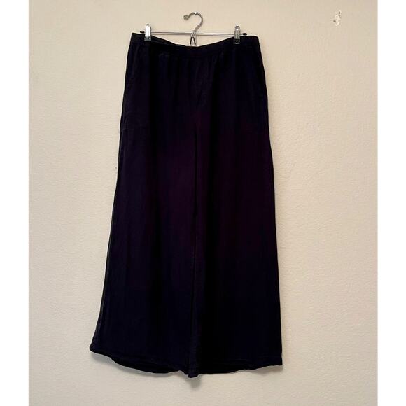Like new $168 Splendid Angie Wide Leg Palazzo Pant Black Large Linen Blend - Picture 4 of 11